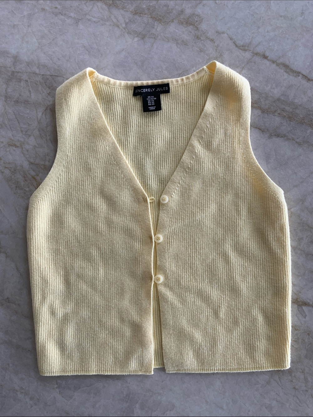 Sincerely Jules Pale Yellow Ribbed Knit Tank Top